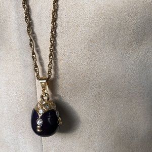 Necklace Purple Faberge’ Style Gold Tone Chain